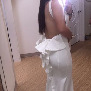 Red prom dress with open back